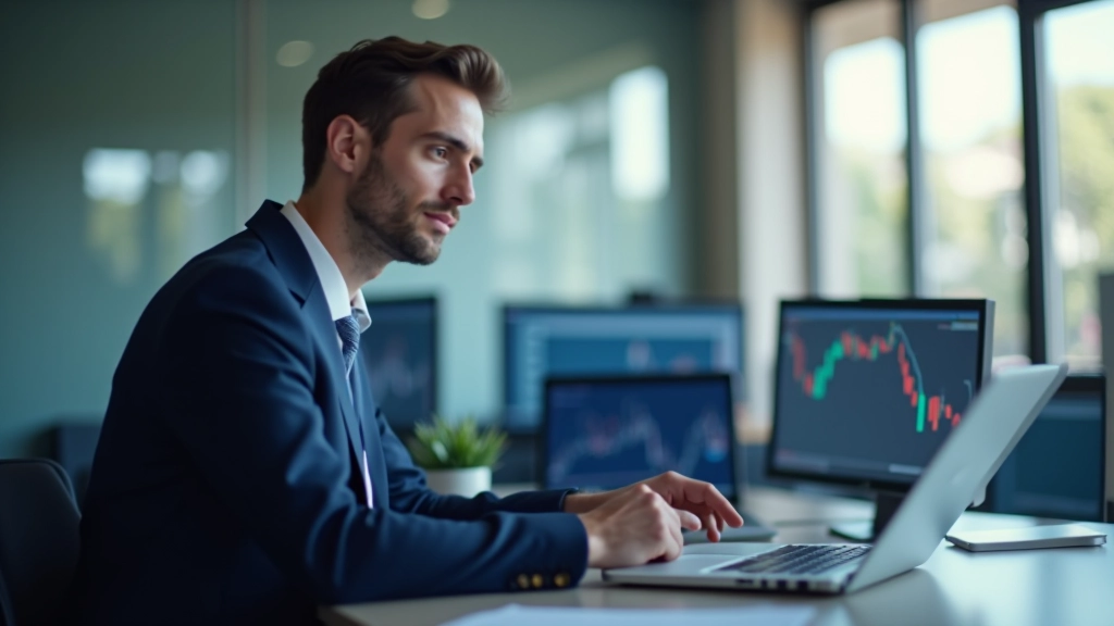 Modernes Büro mit Computern und Handelsdaten auf Bildschirmen, zeigt internationale Geschäftstätigkeit und Finanzanalytik