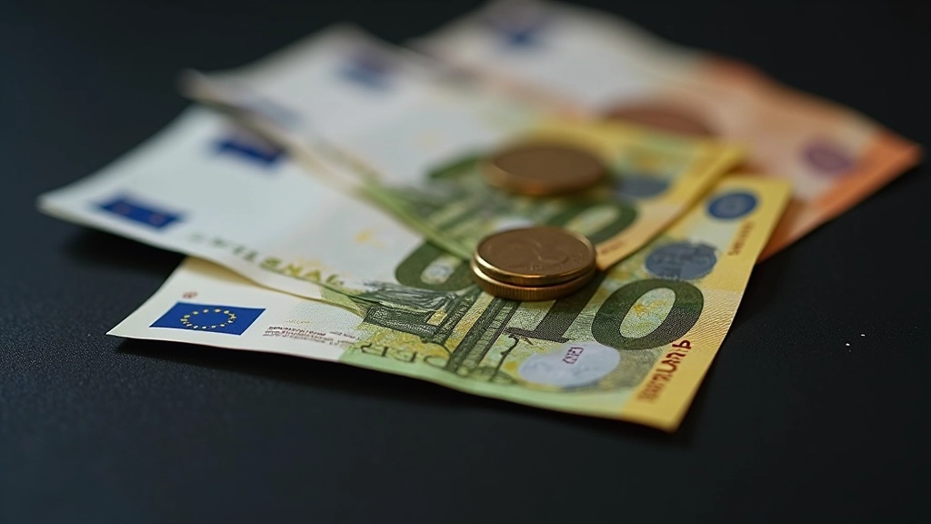 Nahaufnahme von Euroscheine und Münzen, zeigt die gemeinsame europäische Währung und Finanzinstitutionen